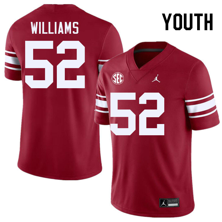 Youth #52 Damonic Williams Oklahoma Sooners 2024 SEC Conference College Football Jerseys-Throwback